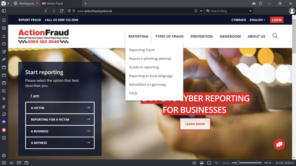 Action Fraud Website